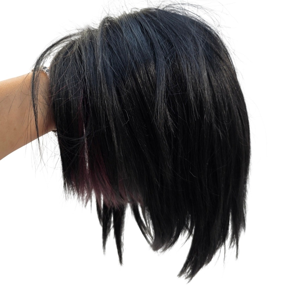 Mayde Beauty Black Burgundy Highlight Synthetic Wig Heat Safe Straight Bob